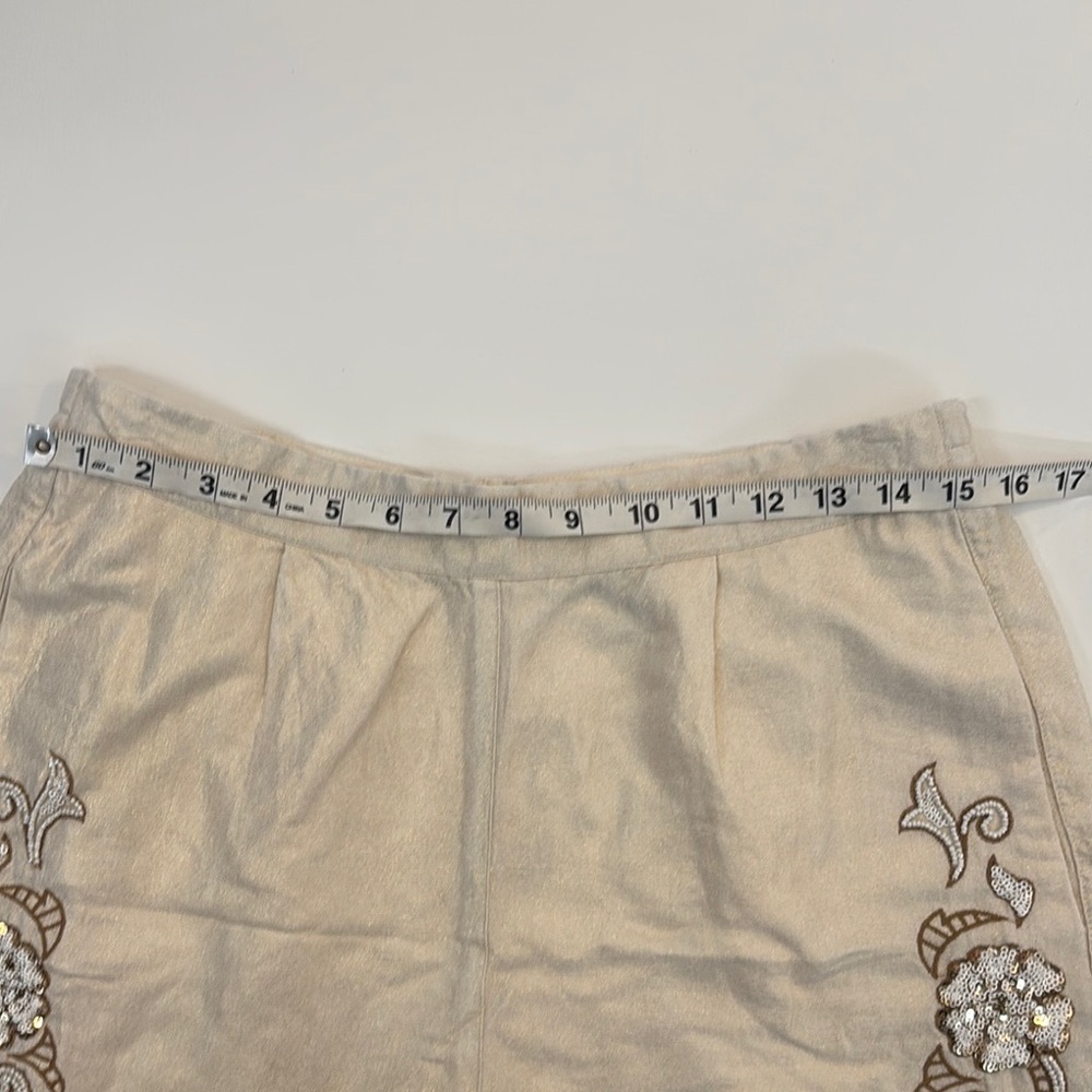 Boston Proper Women’s High Waist Embroidered Shorts Sz 8 Sequins Bohemian - Picture 6 of 13